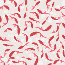 Pattern. Seamless. Red Fish. Chinese Painting