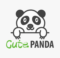 Wall Mural - Logo template with cute panda. Vector logo design template for pet shops, veterinary clinics and animal shelters. Cartoon bear logo illustration.