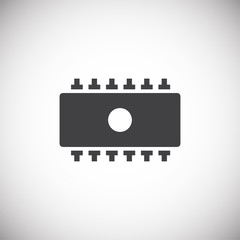 Poster - Computer chip related icon on background for graphic and web design. Simple illustration. Internet concept symbol for website button or mobile app.
