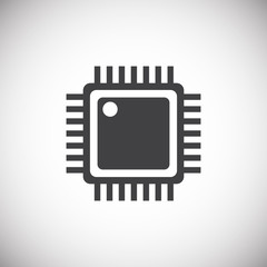 Poster - Computer chip related icon on background for graphic and web design. Simple illustration. Internet concept symbol for website button or mobile app.