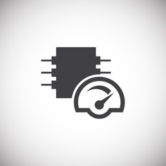Poster - Computer chip related icon on background for graphic and web design. Simple illustration. Internet concept symbol for website button or mobile app.