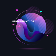 Fototapete - Abstract colorful circle. Gradient in sphere of dark blue, violet, purple. Round shape with orbit on black background. Vector template for logos, posters, banners design