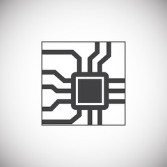 Poster - Computer chip related icon on background for graphic and web design. Simple illustration. Internet concept symbol for website button or mobile app.