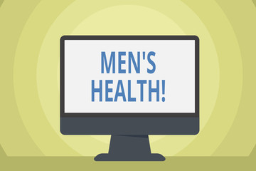 Word writing text Men S Health. Business photo showcasing state of complete physical mental and social well being by analysis Blank Space Desktop Computer Colorful Monitor Screen Freestanding on Table