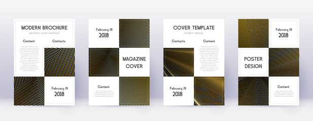 Business brochure design template set. Gold abstra