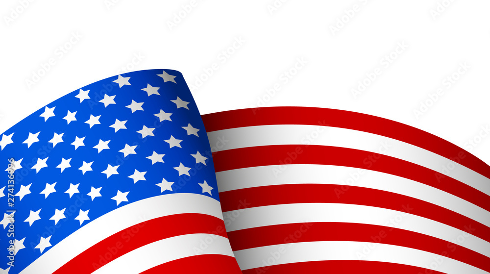 USA Realistic Wavy Flag On White Template Vector Stock Vector | Adobe Stock