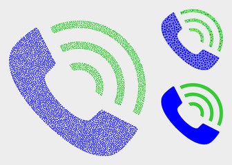 Wall Mural - Dotted and mosaic call phone icons. Vector icon of call phone organized with randomized round elements. Other pictogram is organized from rectangle elements.