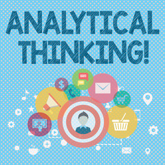 Poster - Word writing text Analytical Thinking. Business photo showcasing break down complex problems into simple components photo of Digital Marketing Campaign Icons and Elements for Ecommerce