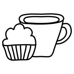 Poster - sweet cupcake pastry with coffee cup