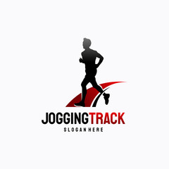 Wall Mural - jogging track silhouette logo designs, man running logo
