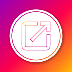 Poster - Color Open in new window line icon isolated on color background. Open another tab button sign. Browser frame symbol. External link sign. Circle white button. Vector Illustration