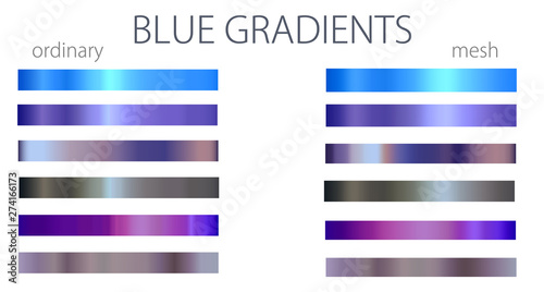 Blue Gradients Set Or Palette Mesh And Regular Gradients Cool