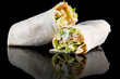 CHICKEN SALAD WRAP with reflection isolated on black background