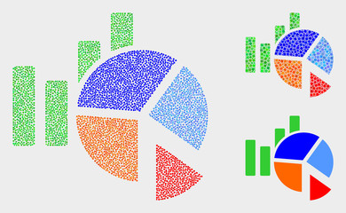 Wall Mural - Dot and mosaic statistics charts icons. Vector icon of statistics charts constructed of irregular spheric pixels. Other pictogram is constructed from dots.