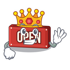 Poster - King open sign above on table cartoon