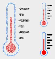 Wall Mural - Pixelated and mosaic thermometer icons. Vector icon of thermometer combined of scattered spheric dots. Other pictogram is constructed from square dots.