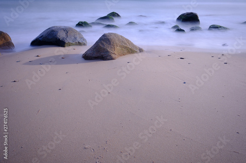 Fotomural Rocky stewn beach on Martha's Vineyard at lowtide