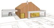 house, architectural sketch, 3d illustration