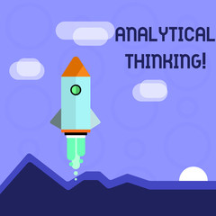 Poster - Conceptual hand writing showing Analytical Thinking. Concept meaning break down complex problems into simple components Colorful Spacecraft Shuttle Launching New Business Startup