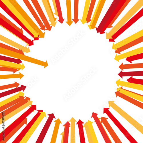 Background with red arrows in circular shape.