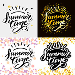 Poster - Summer time vector text lettering calligraphy letters black slogan Sales Holiday Flyer Banner Poster