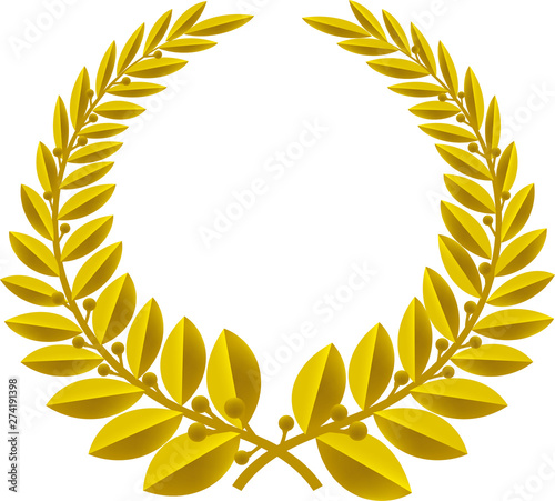 Geometric laurel wreath symbol isolated. Color bronze.