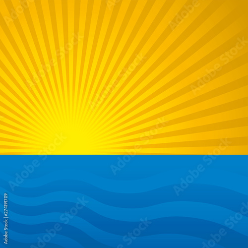 Ocean landscape background with geometric lineal texture.