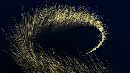 Wall Mural - Abstract holiday background with shining gold moving sparkling particles on black. 4K motion graphic.