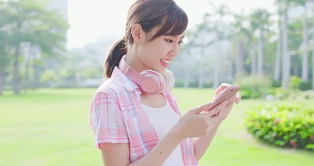 Poster - young asian woman use phone