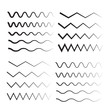 Set of wavy. Curvy and zigzag cross horizontal lines