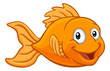 A friendly cartoon goldfish or gold fish character
