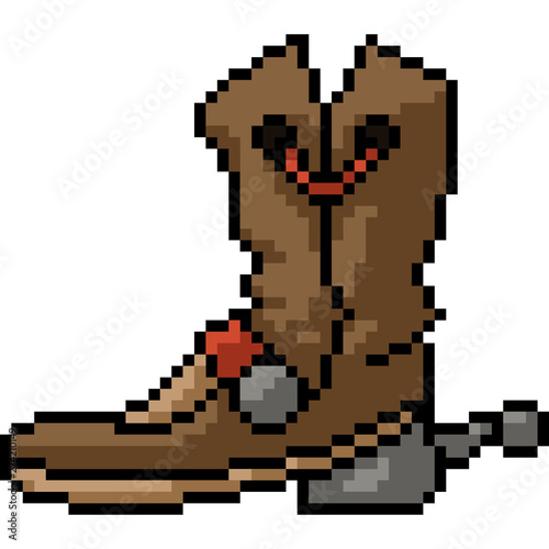 vector pixel art cowboy boot , Buy this stock vector and