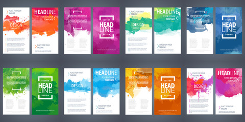 Wall Mural - printbrochure template layout, flyer cover design with watercolor background.