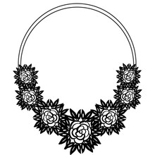 Vector Illustration Black White Flower Frame For Design Modern Poster