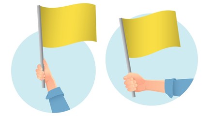 Wall Mural - yellow flag in hand icon