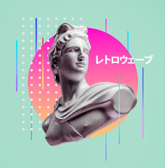 Wall Mural - apollo style design background vaporwave concept. 3d rendering.