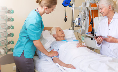 Wall Mural - Senior patient in hospital bed