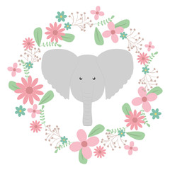 Poster - elephant with floral decoration bohemian style