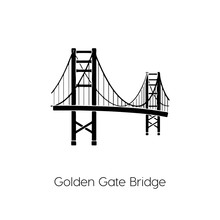 Golden Gate Bridge Icon. Golden Gate Bridge Vector Symbol. Linear Style Sign For Mobile Concept And Web Design. Golden Gate Bridge Symbol Illustration. Pixel Vector Graphics - Vector	