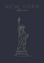 Poster New York Statue Of Liberty Dark