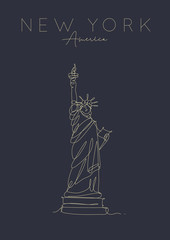 Wall Mural - Poster new york statue of liberty dark