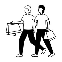 two men with shopping bags commerce