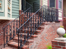 Modern Decorative Black Iron Residential Stairs.