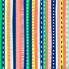 Wall Mural - line art. hand drawn various colorful lines, dots, spots and other shapes. abstract contemporary sea
