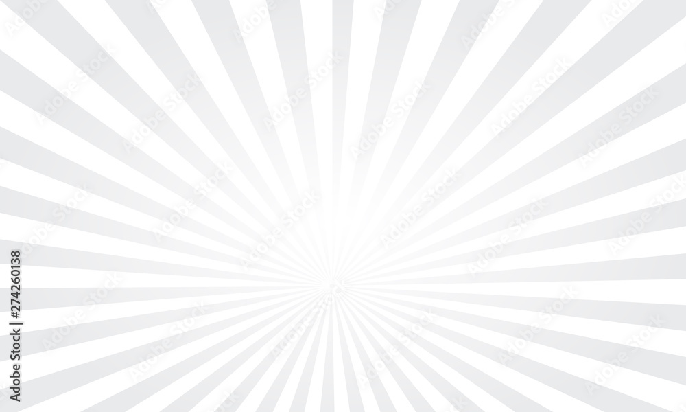 Potrate Rays Background Vector pop art colorful rays background. White rays on a grey ...