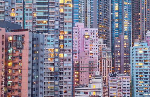 Obraz na plátně Residential buildings in the city center. Hong Kong.