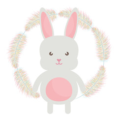 Sticker - cute little rabbit with feathers frame