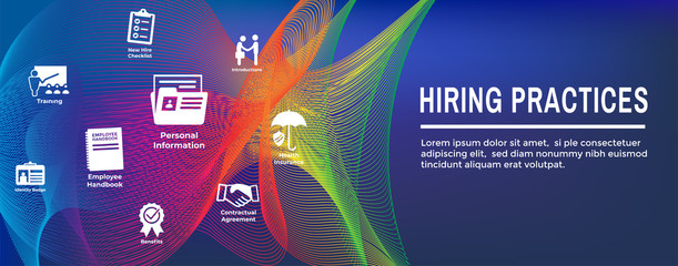 Wall Mural - Hiring Practices icon set and web header banner