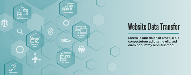 Wall Mural - Website Data Transfer Icon Set and Web Header Banner