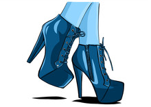 Sexy Woman Boots With Legs Vector Illustrator
